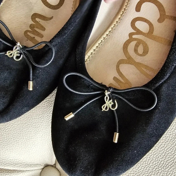 Sam Edelman Felicia Suede Leather Black Ballet Flats Size 10 - Picture 2 of 5